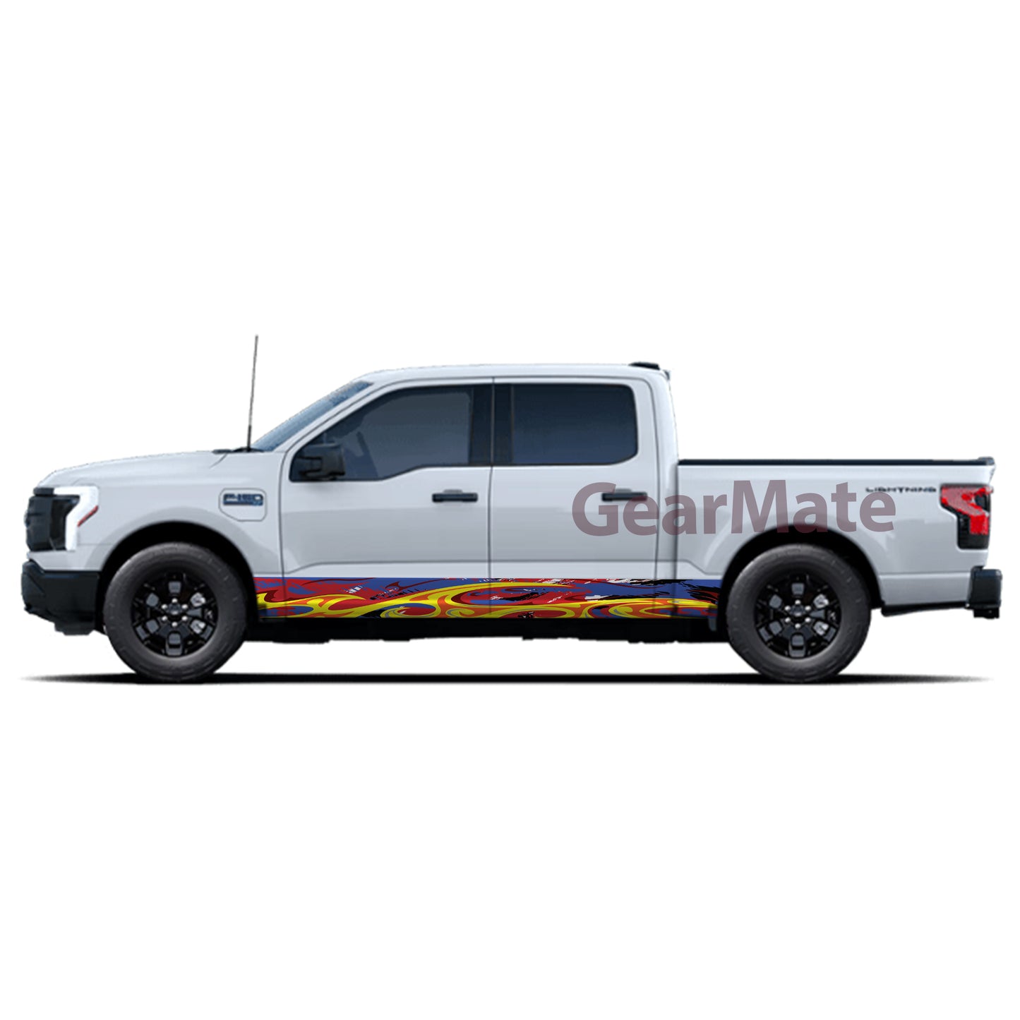 Sport Fire Blue Rocker Panel Graphic Decal Kit (Left & Right Sides) - High Quality Vinyl for Trucks & SUVs