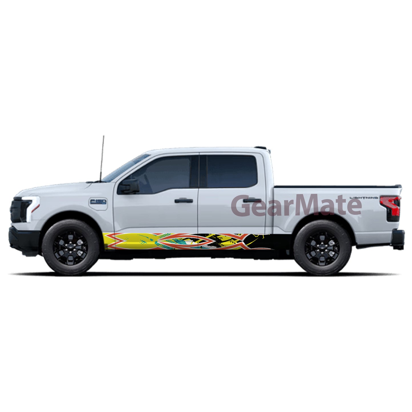 Racing Pinstripe Orange Yellow Rocker Panel Graphic Decal Kit (Left & Right Sides) - High Quality Vinyl for Trucks & SUVs