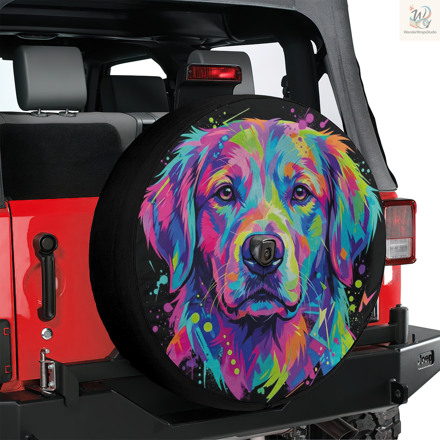 Colorful Dog Spare Tire Cover – Waterproof UV Resistant Protector with Camera Hole