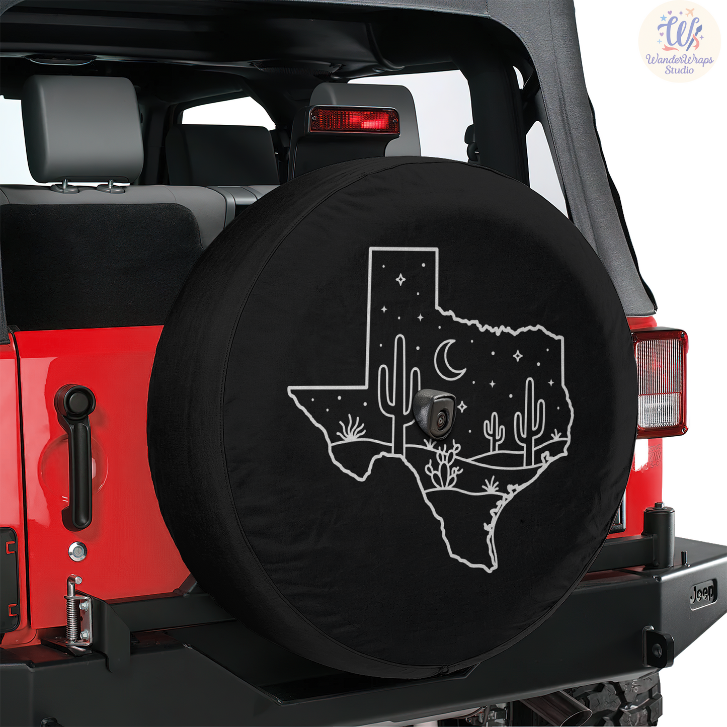 Texas Night Desert Spare Tire Cover – Waterproof UV Resistant Protector with Camera Hole