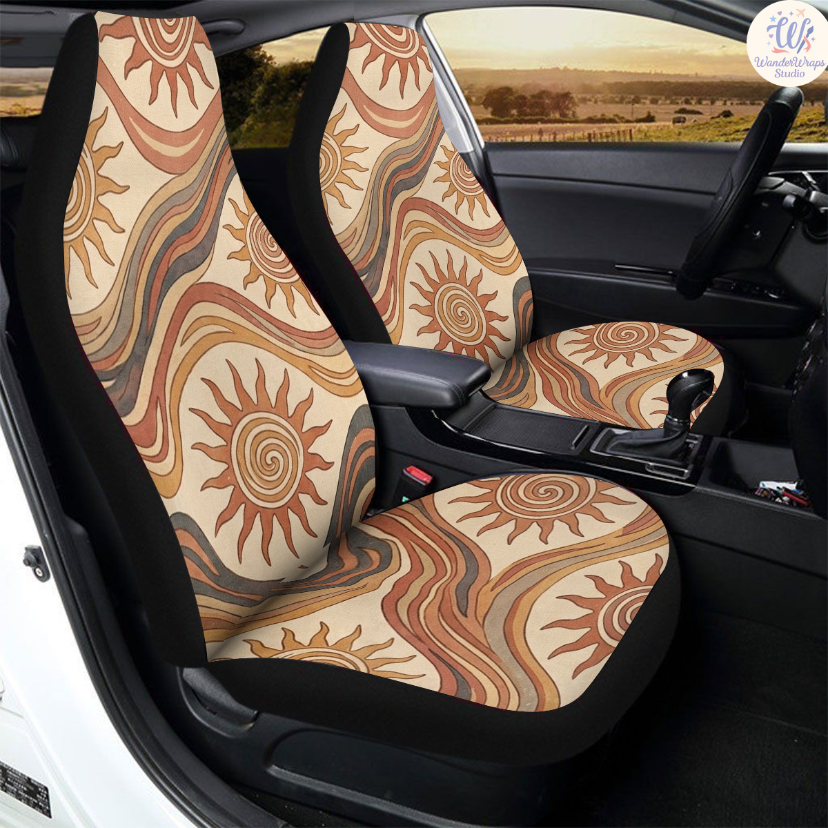 Bohemian Sun Car Seat Covers – High Quality Graphic and Polar Fleece Protector Set