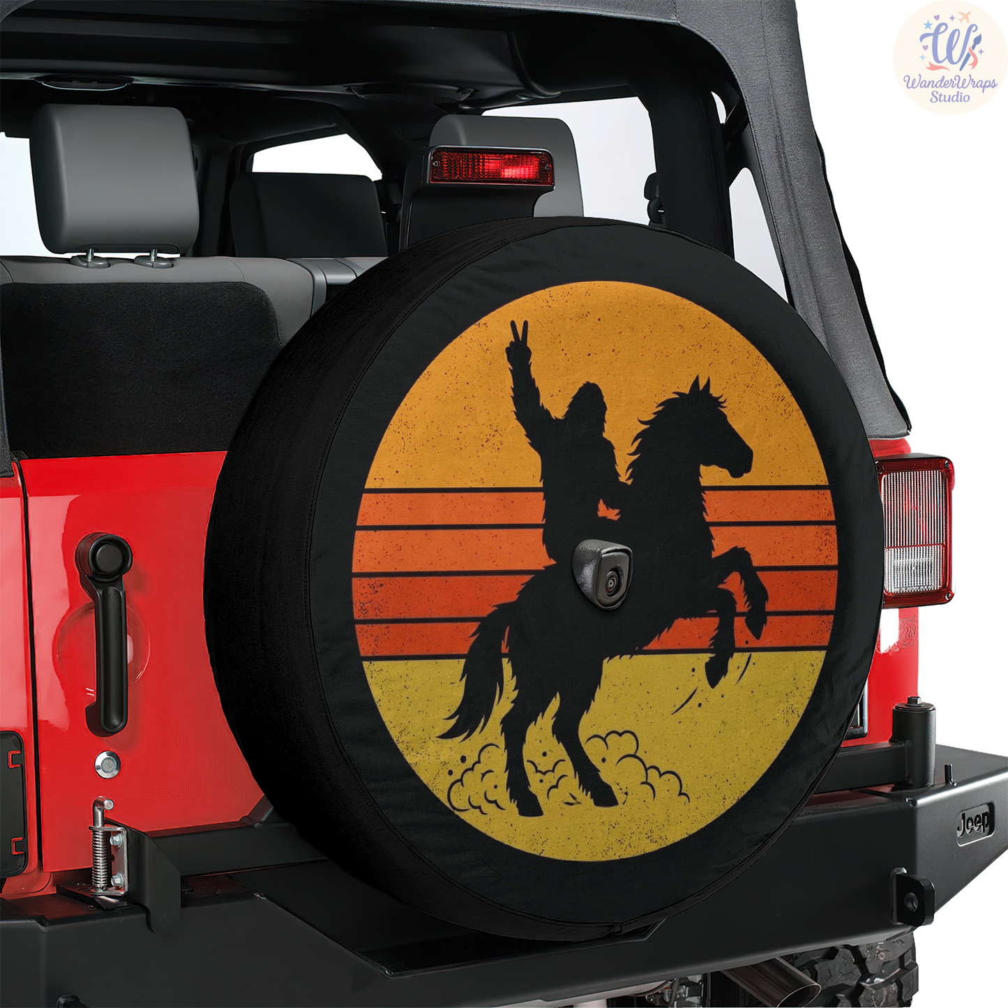 Big Foot Horse Riding Spare Tire Cover – Waterproof UV Resistant Protector with Camera Hole