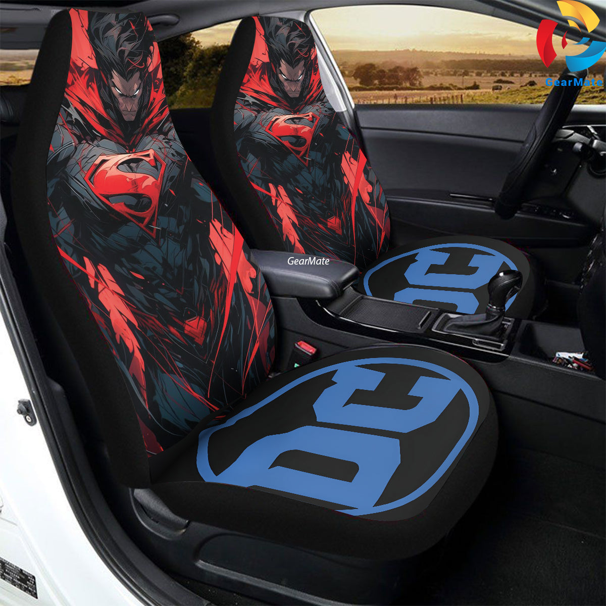 DC Superman Man of Steel Car Seat Covers – High Quality Graphic and Polar Fleece Protector Set
