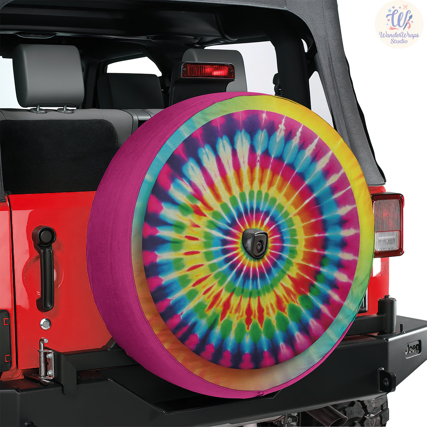 Rainbow Spare Tire Cover – Waterproof UV Resistant Protector with Camera Hole