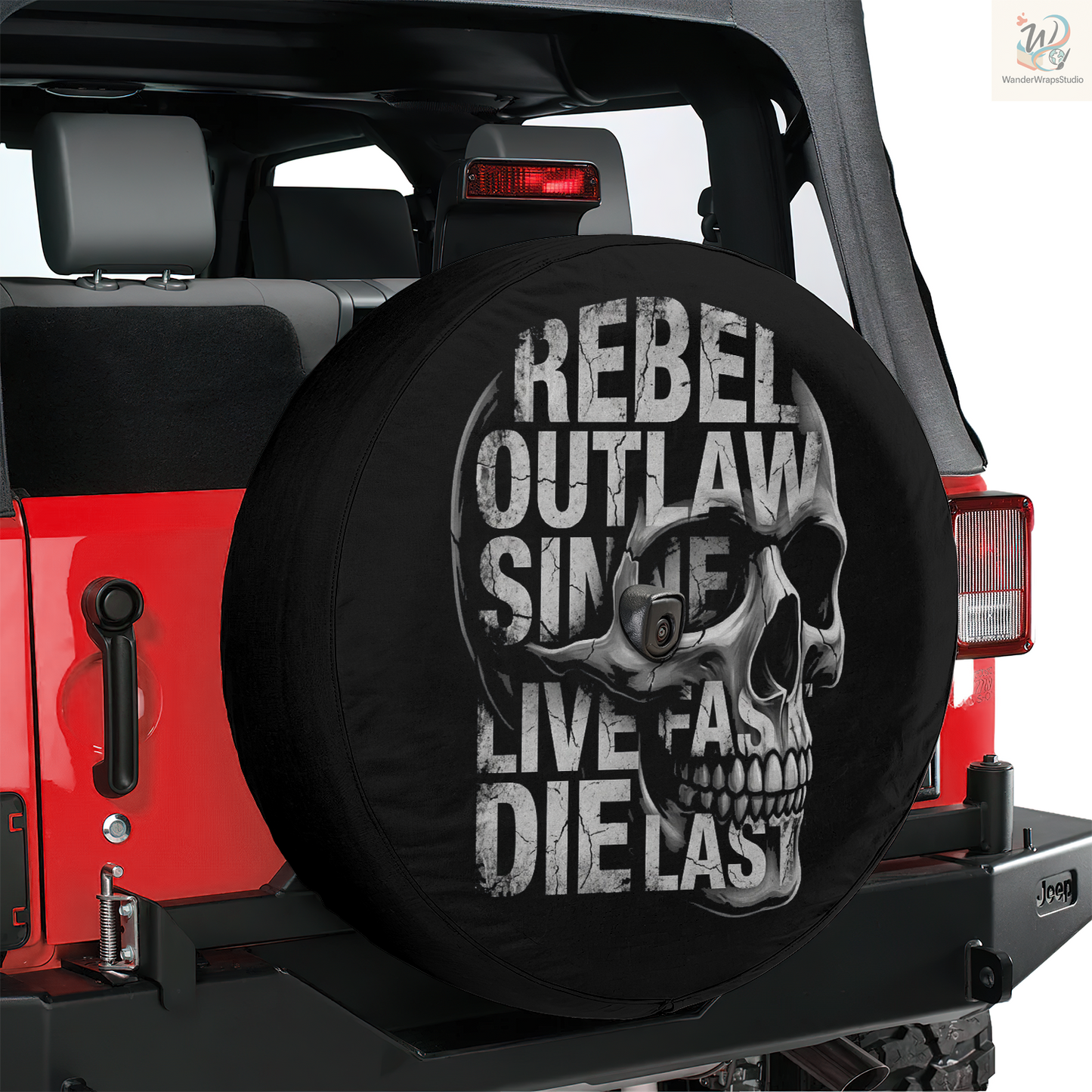 Rebel Outlaw Spare Tire Cover – Waterproof UV Resistant Protector with Camera Hole