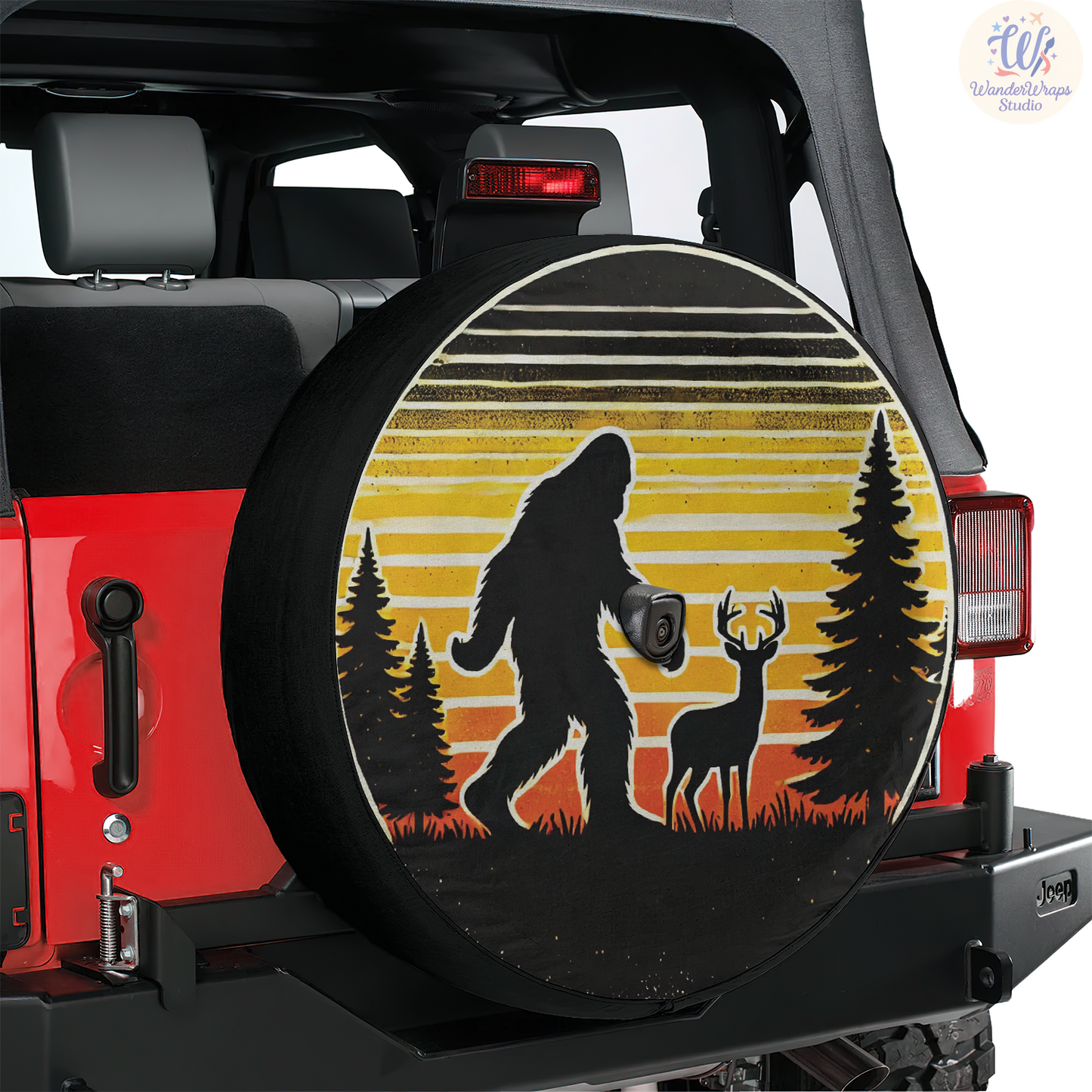 Big Foot Wildness Spare Tire Cover – Waterproof UV Resistant Protector with Camera Hole