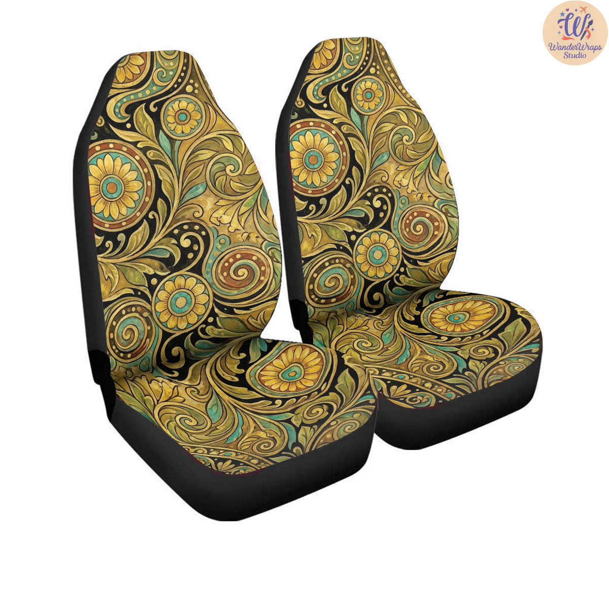 Gilded Floral Reverie Car Seat Covers – High Quality Graphic and Polar Fleece Protector Set