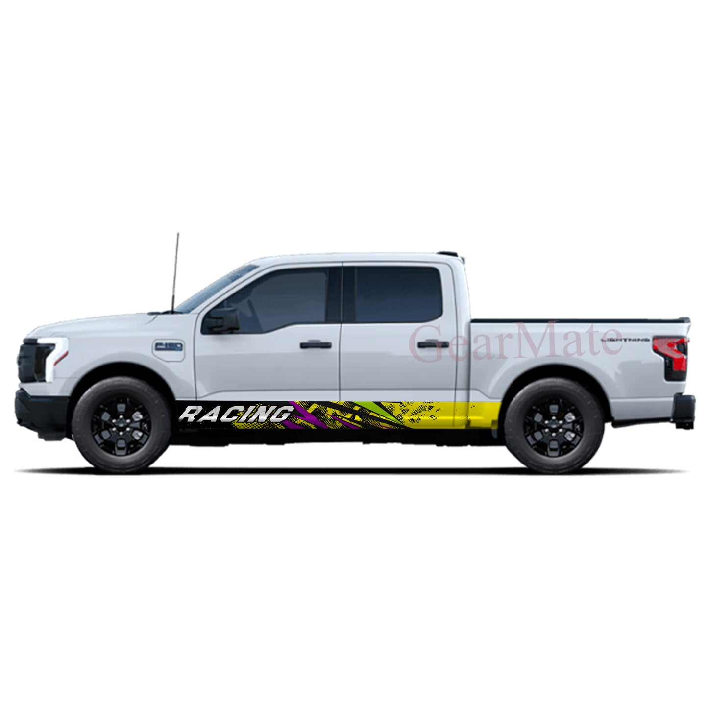 Racing Yellow Black Grunge Panel Graphic Decal Kit (Left & Right Sides) - High Quality Vinyl for Trucks & SUVs