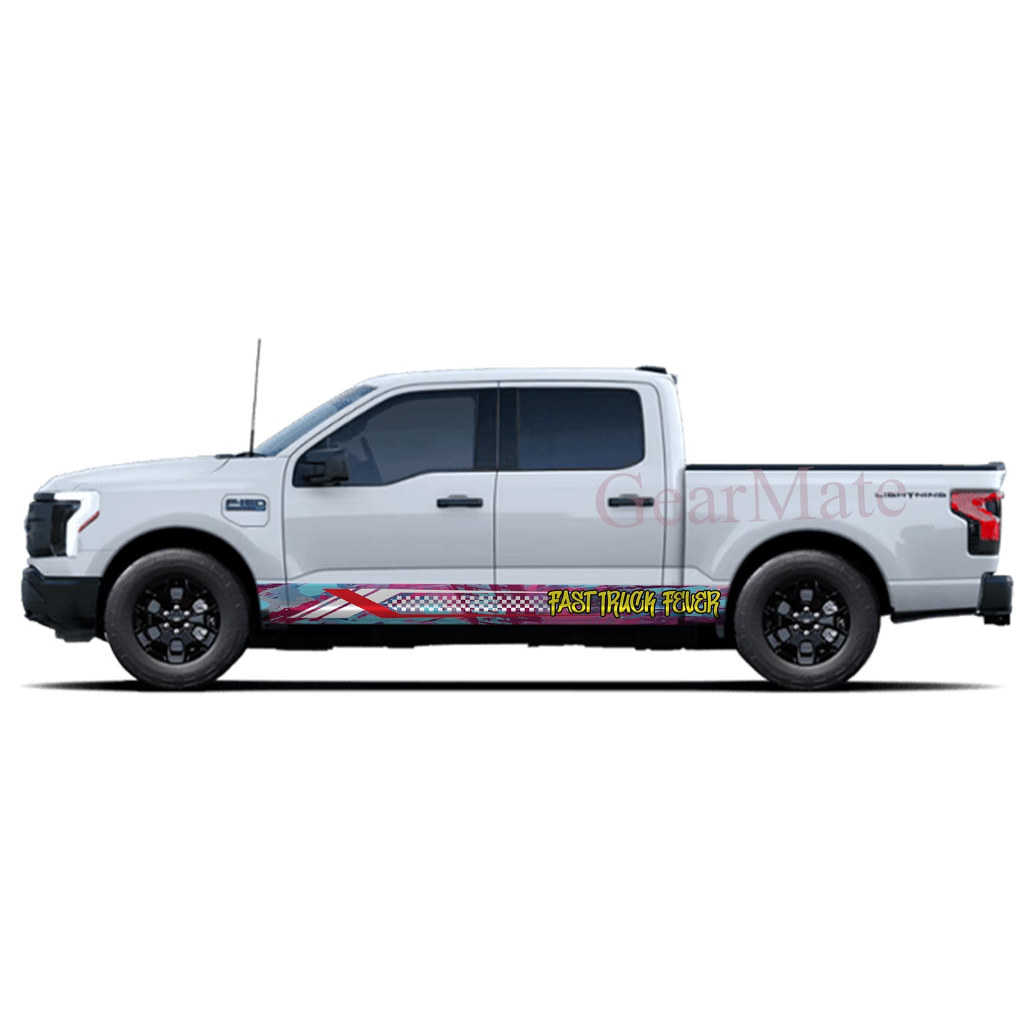 Fast Truck Fever Rocker Panel Graphic Decal Kit (Left & Right Sides) - High Quality Vinyl for Trucks & SUVs