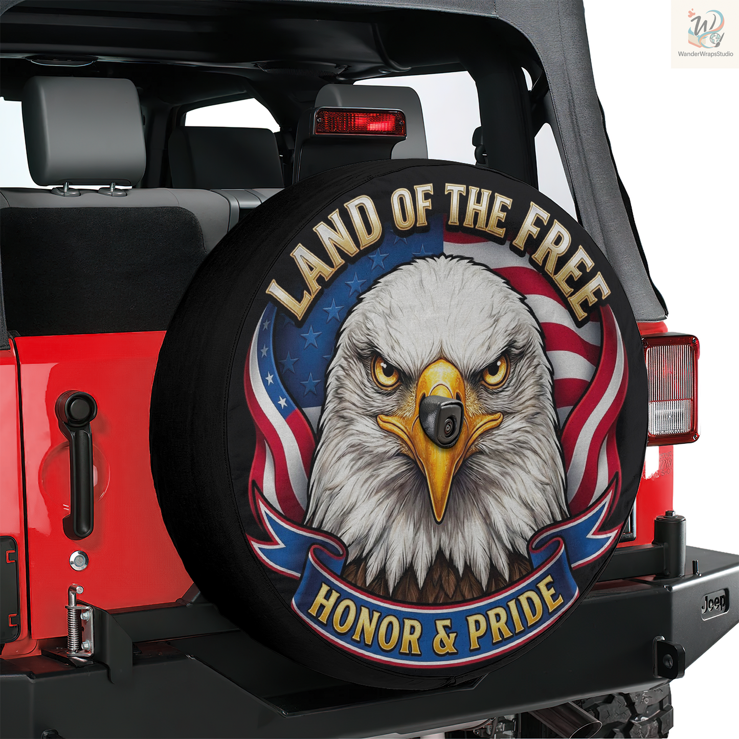 Land Of Free Spare Tire Cover – Waterproof UV Resistant Protector with Camera Hole