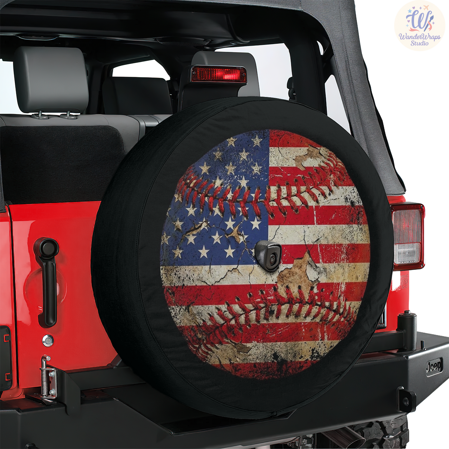 Grunge Baseball Spare Tire Cover – Waterproof UV Resistant Protector with Camera Hole
