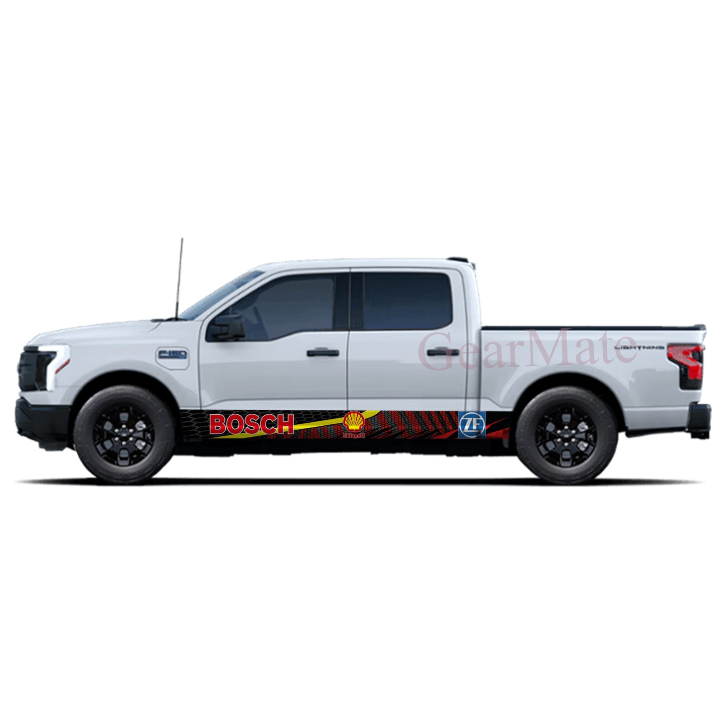 Racing Track Shell Rocker Panel Graphic Decal Kit (Left & Right Sides) - High Quality Vinyl for Trucks & SUVs