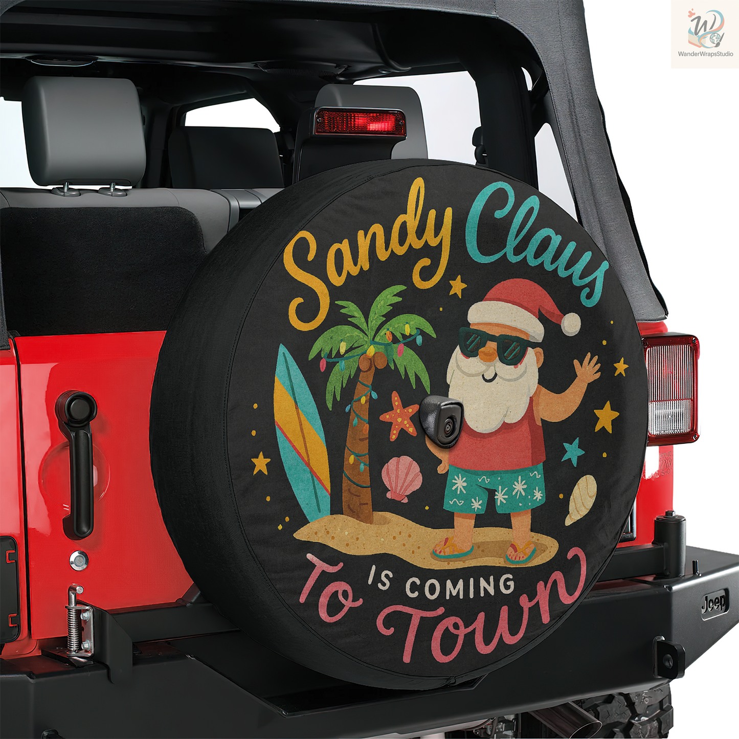 Sandy Claus Spare Tire Cover – Waterproof UV Resistant Protector with Camera Hole