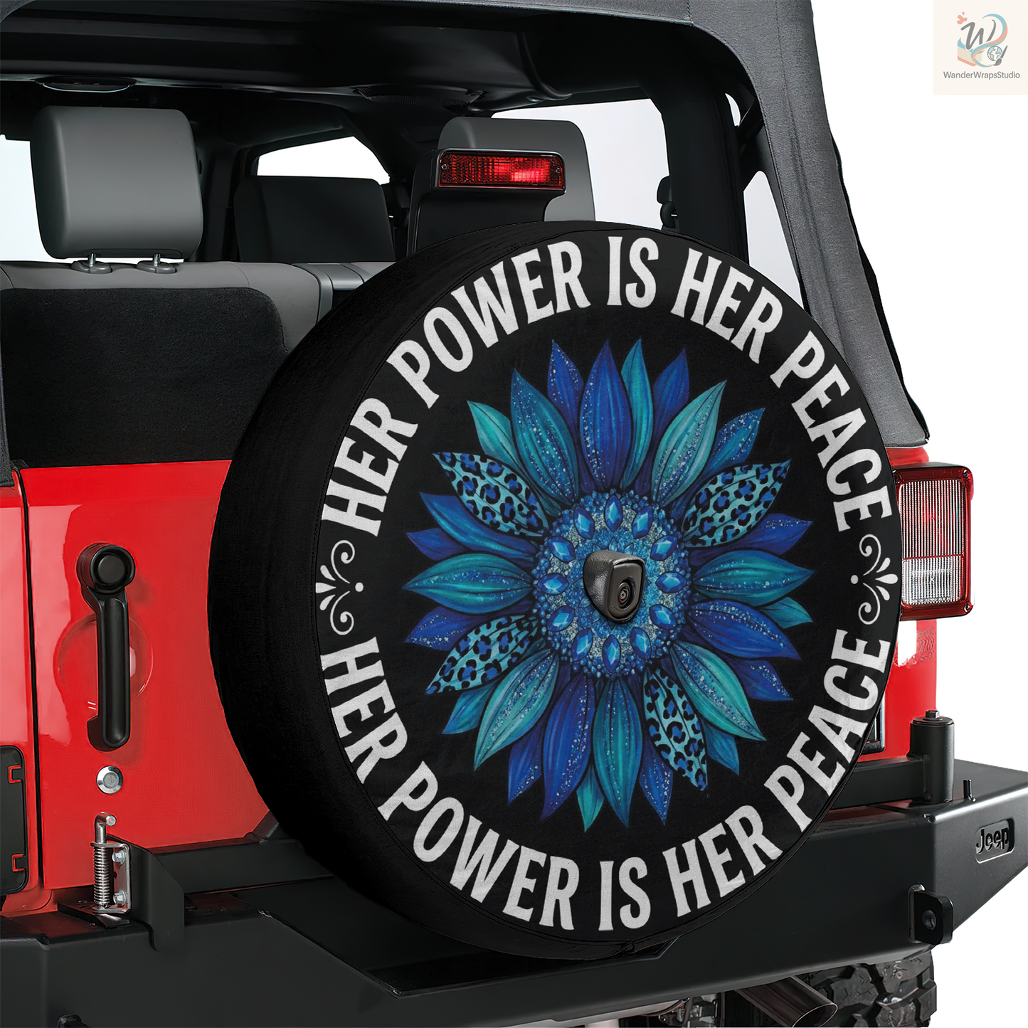 Her Power Is Her Peace Spare Tire Cover – Waterproof UV Resistant Protector with Camera Hole