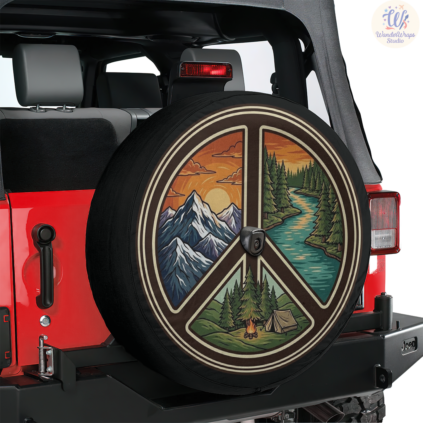 Peace Camping Adventure Spare Tire Cover – Waterproof UV Resistant Protector with Camera Hole