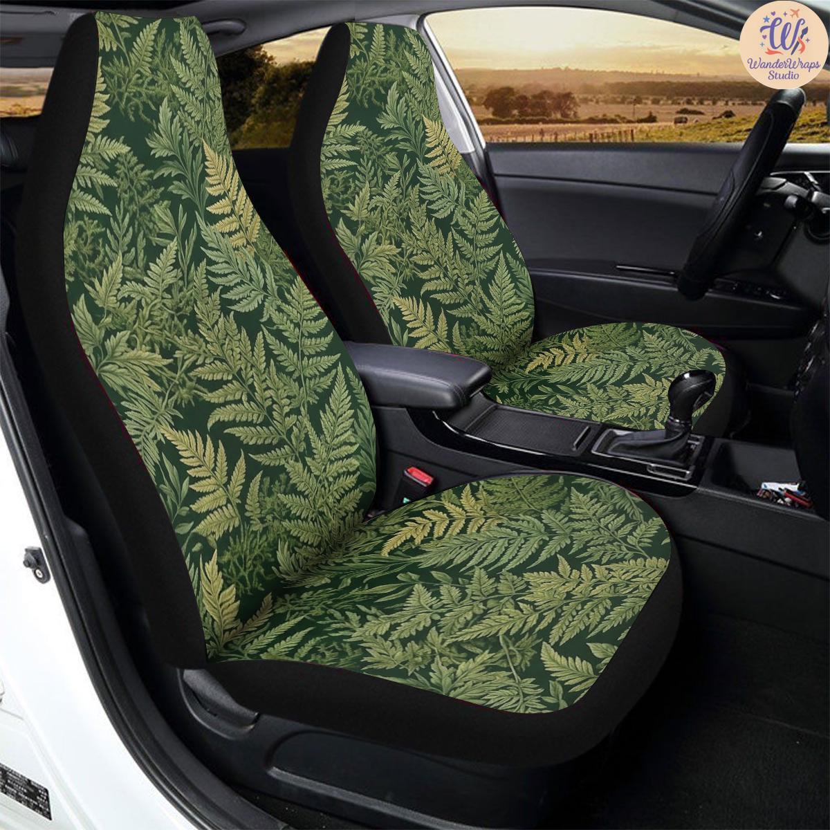 Forest Fern Botanical Pattern Car Seat Covers – High Quality Graphic and Polar Fleece Protector Set