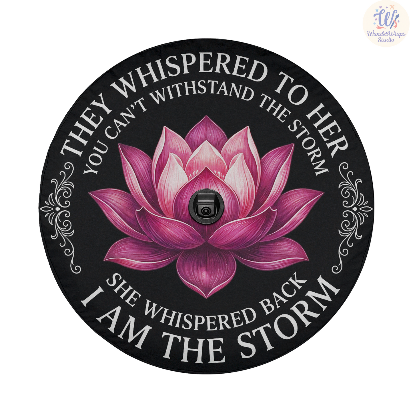 Lotus I Am The Storm Spare Tire Cover – Waterproof UV Resistant Protector with Camera Hole