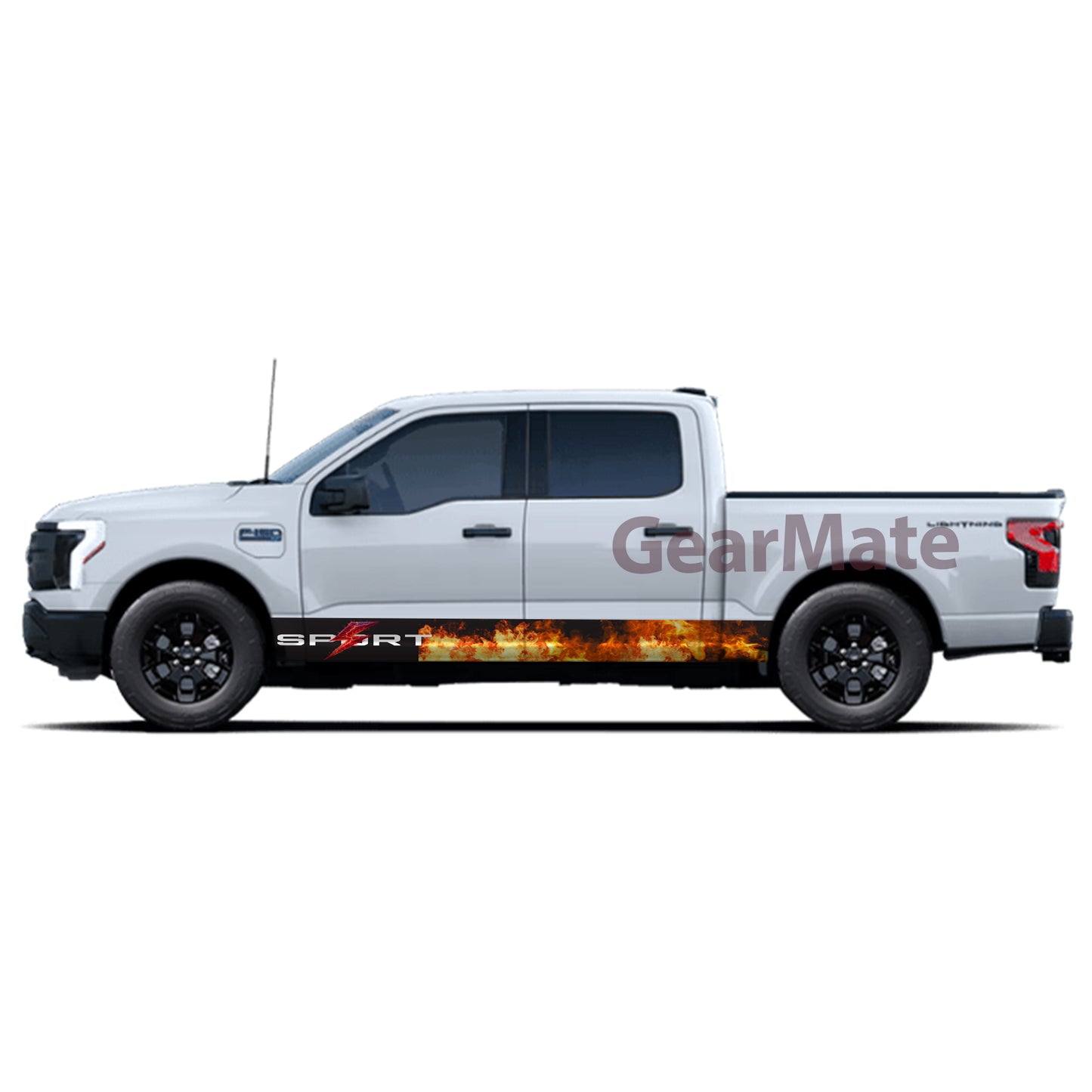 Sport Fire Red Lightning Rocker Panel Graphic Decal Kit (Left & Right Sides) - High Quality Vinyl for Trucks & SUVs