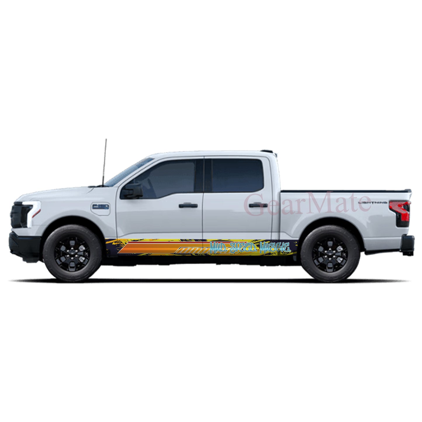Mud Speed Muscle Rocker Panel Graphic Decal Kit (Left & Right Sides) - High Quality Vinyl for Trucks & SUVs