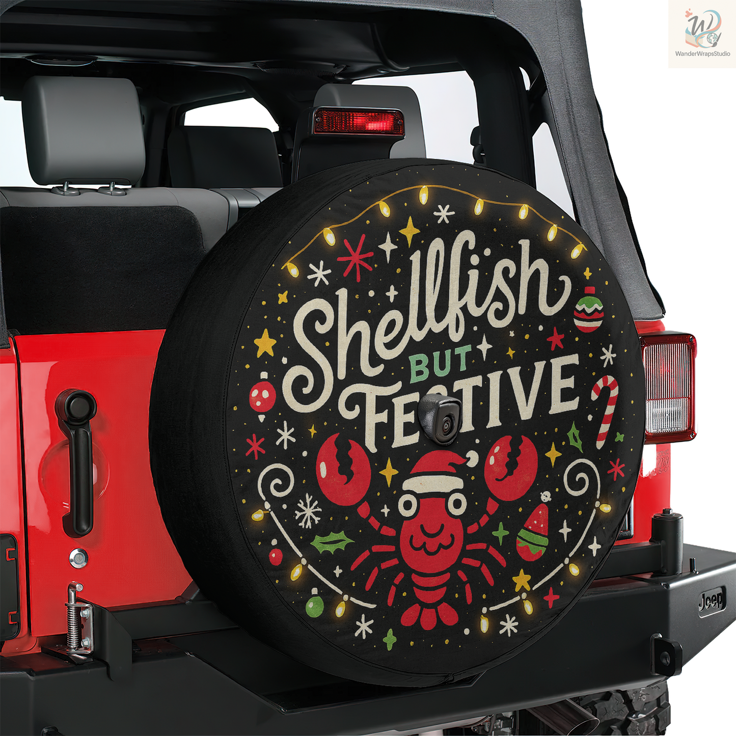 Shellfish But Festive Spare Tire Cover – Waterproof UV Resistant Protector with Camera Hole