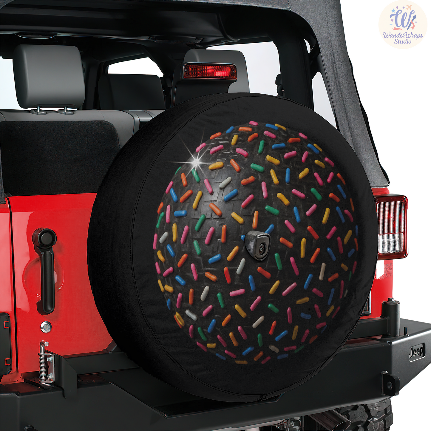 Sprinkle Disco Ball Spare Tire Cover – Waterproof UV Resistant Protector with Camera Hole