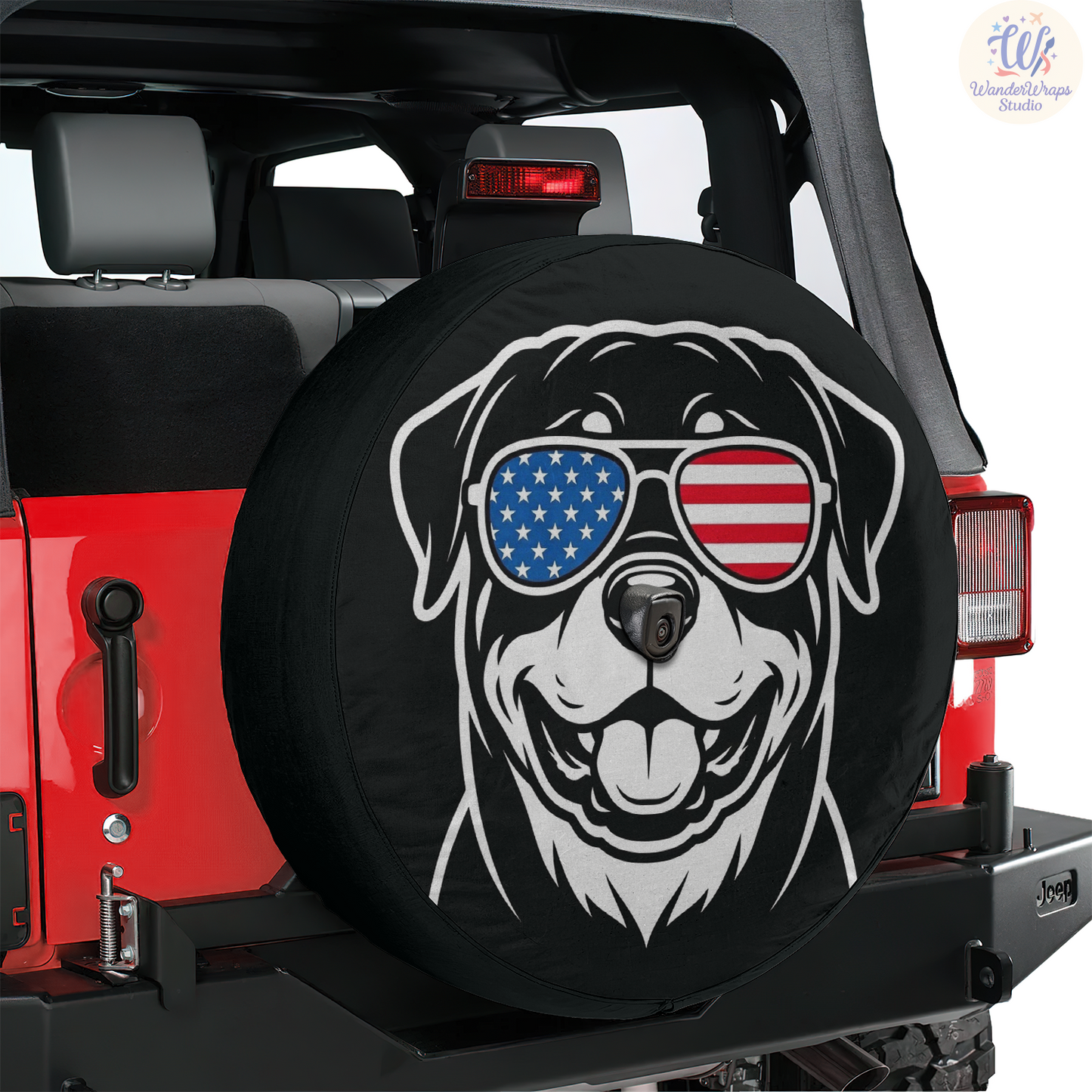 Rottweiller Spare Tire Cover – Waterproof UV Resistant Protector with Camera Hole