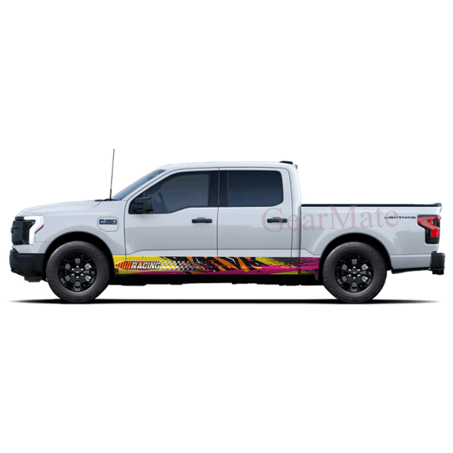 Racing Pink Orange Rocker Panel Graphic Decal Kit (Left & Right Sides) - High Quality Vinyl for Trucks & SUVs