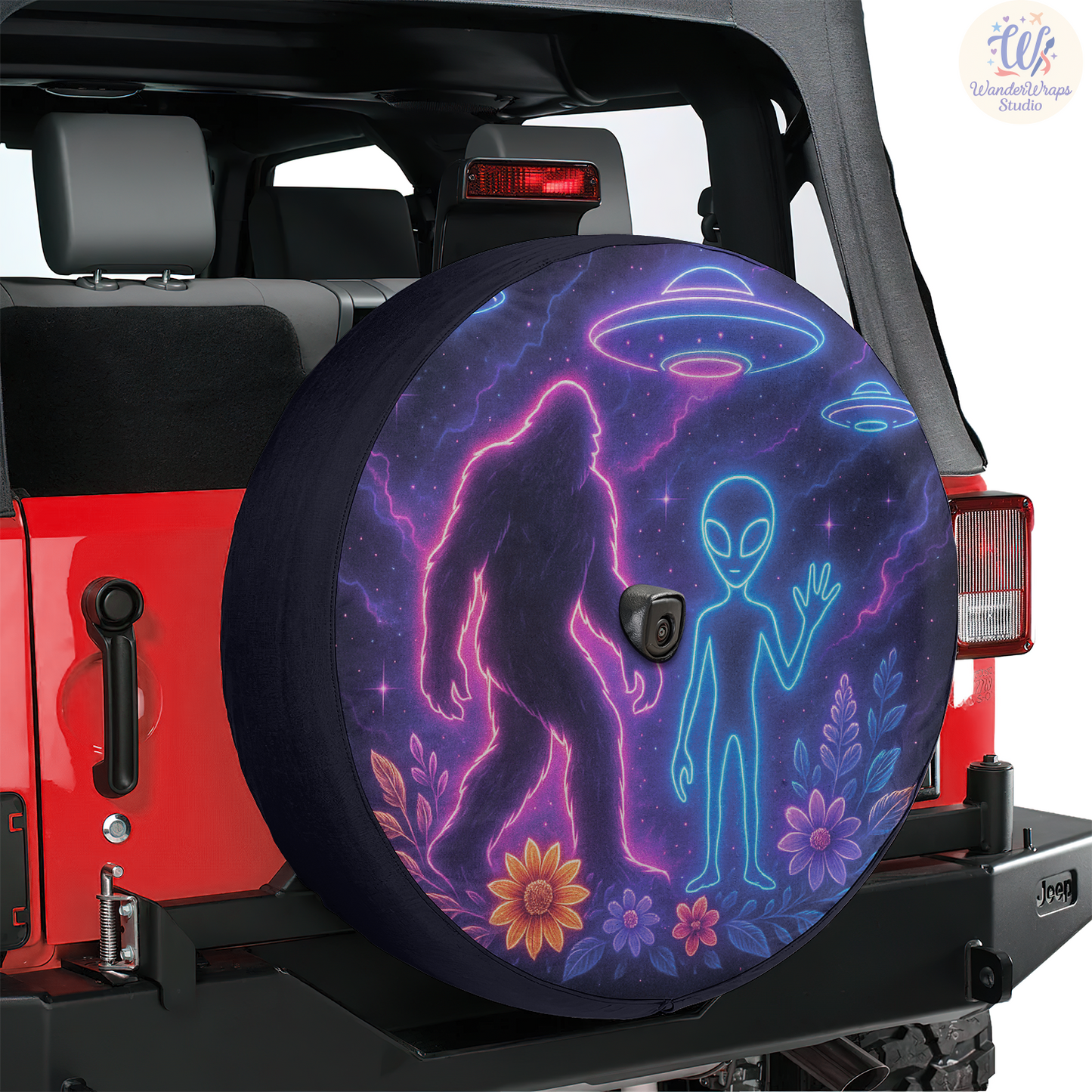 Big Foot Alien Spare Tire Cover – Waterproof UV Resistant Protector with Camera Hole