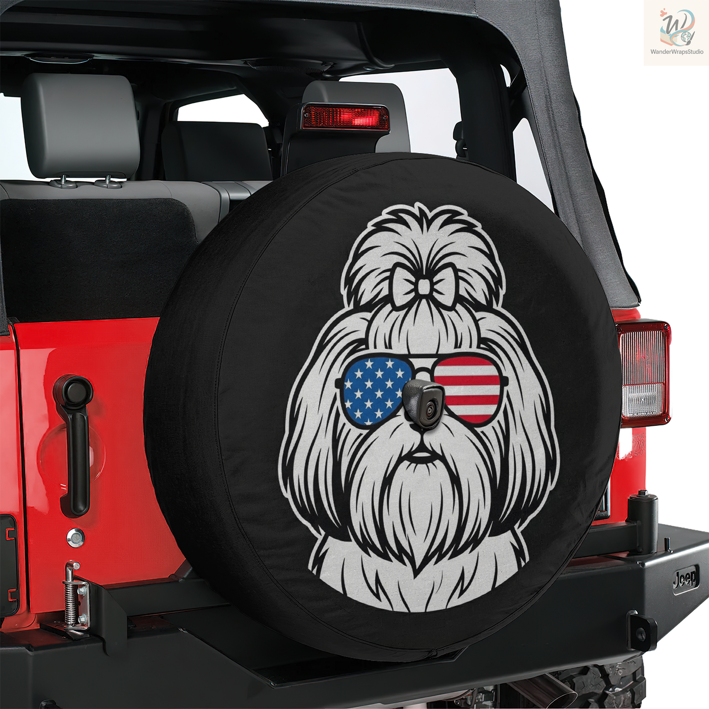 Shih Tzu Dog Spare Tire Cover – Waterproof UV Resistant Protector with Camera Hole