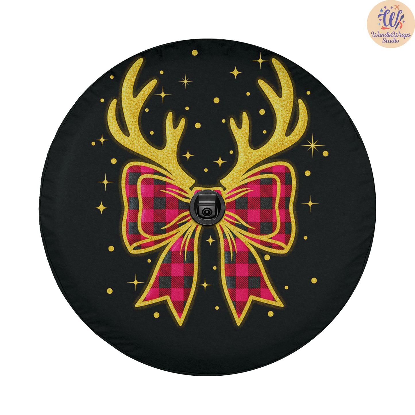 Pink Buffalo Plaid Spare Tire Cover – Waterproof UV Resistant Protector with Camera Hole