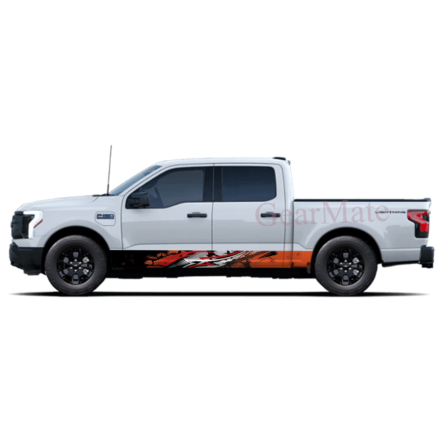Racing Sport Stripe Orange Rocker Panel Graphic Decal Kit (Left & Right Sides) - High Quality Vinyl for Trucks & SUVs