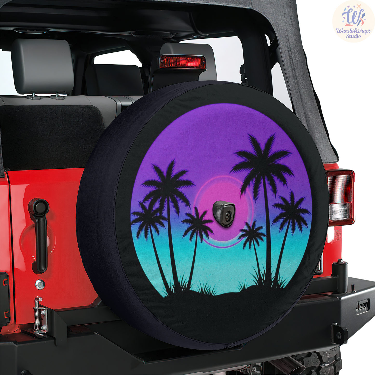 Neon Tropical Spare Tire Cover – Waterproof UV Resistant Protector with Camera Hole