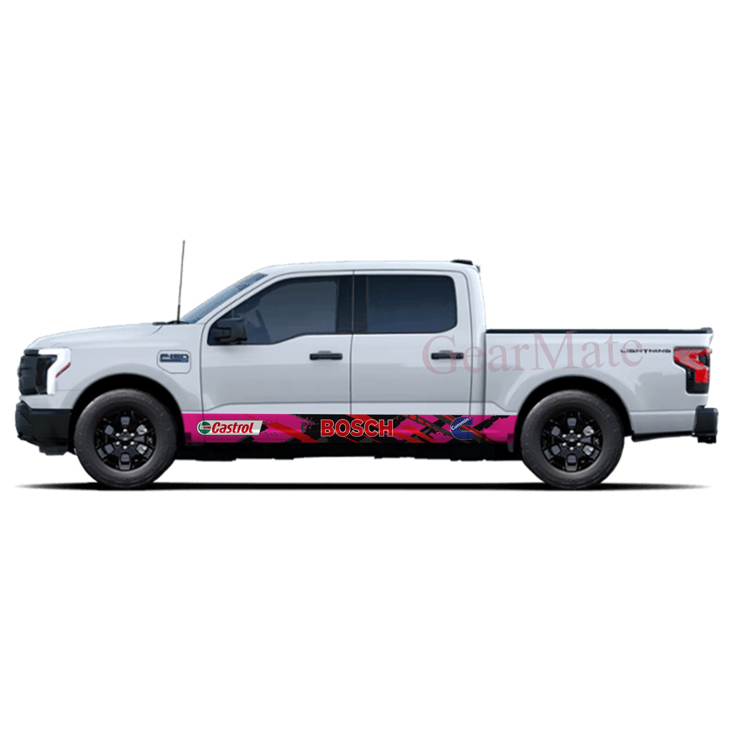 Racing Pink Bosch Rocker Panel Graphic Decal Kit (Left & Right Sides) - High Quality Vinyl for Trucks & SUVs
