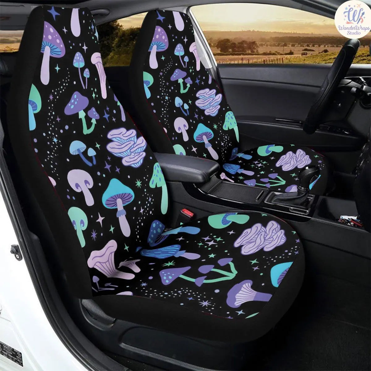 Cosmic Fungi Pop Car Seat Covers – High Quality Graphic and Polar Fleece Protector Set