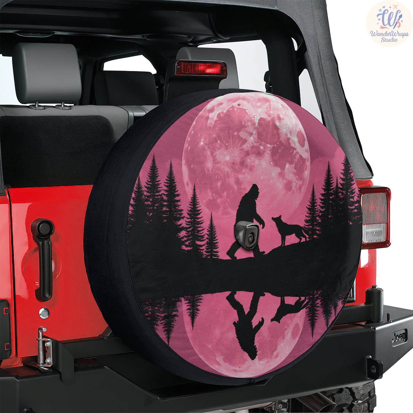 Pink Moon Big Foot Spare Tire Cover – Waterproof UV Resistant Protector with Camera Hole