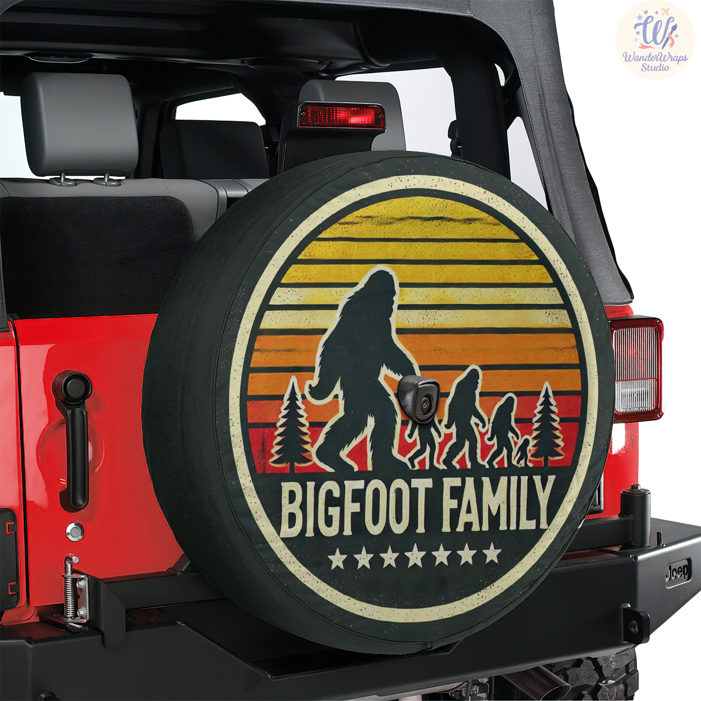 Big Foot Family Spare Tire Cover – Waterproof UV Resistant Protector with Camera Hole