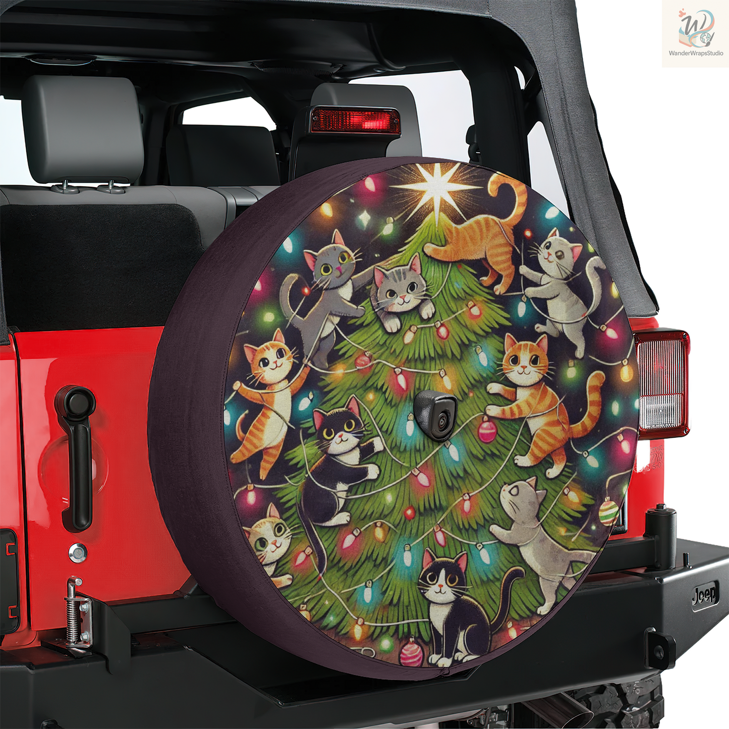 Cat Christmas Tree Spare Tire Cover – Waterproof UV Resistant Protector with Camera Hole