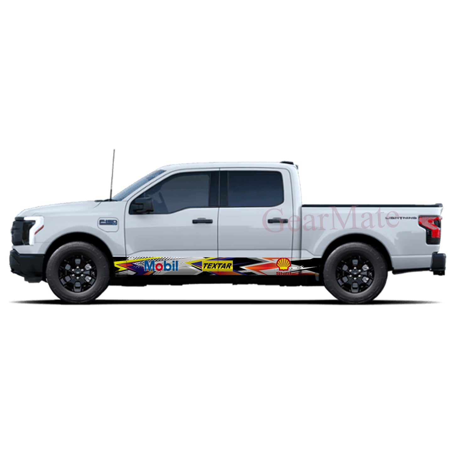 Orange Blue Mobil Rocker Panel Graphic Decal Kit (Left & Right Sides) - High Quality Vinyl for Trucks & SUVs