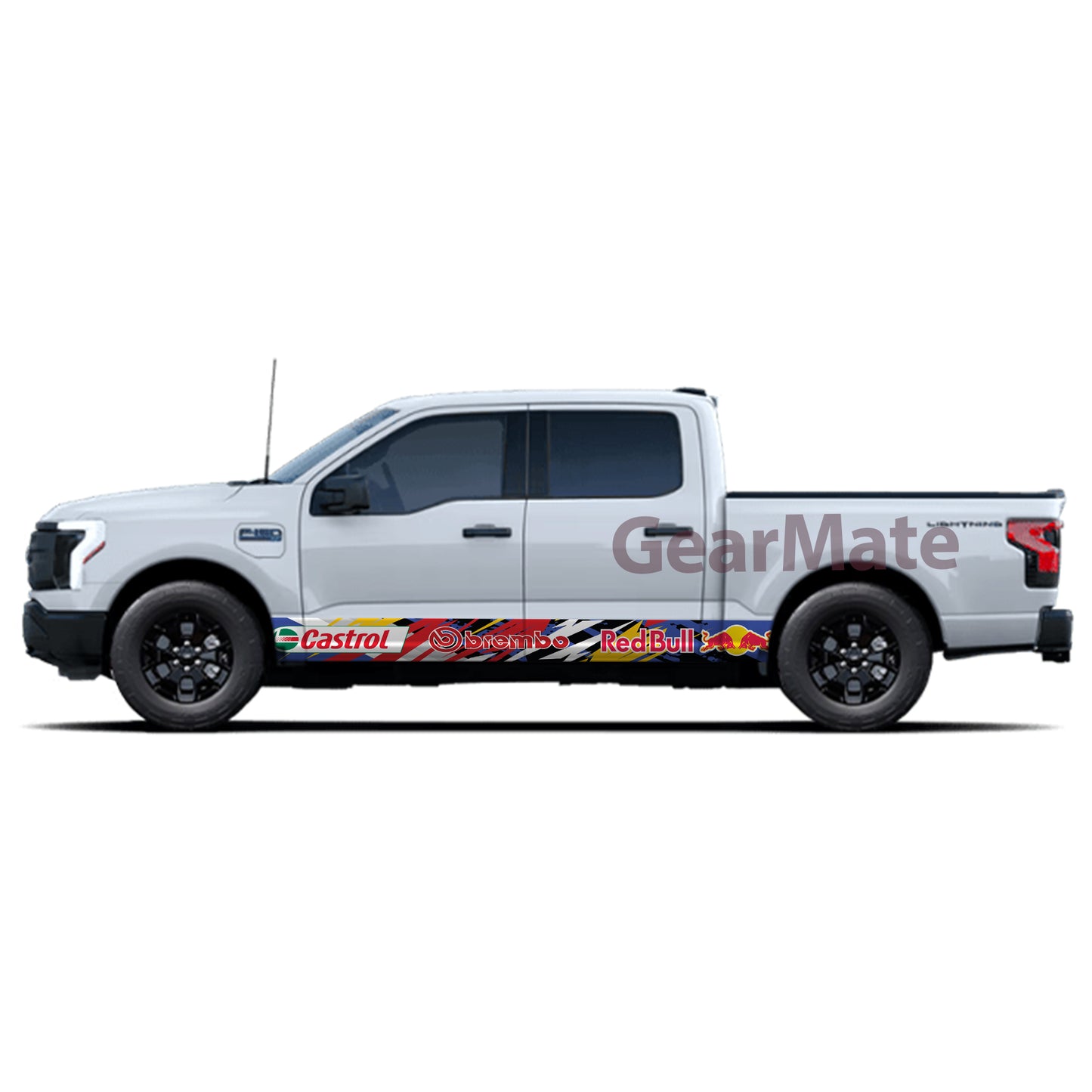 Racing Stripe RY Brembo Castrol Redbull Rocker Panel Graphic Decal Kit (Left & Right Sides) - High Quality Vinyl for Trucks & SUVs