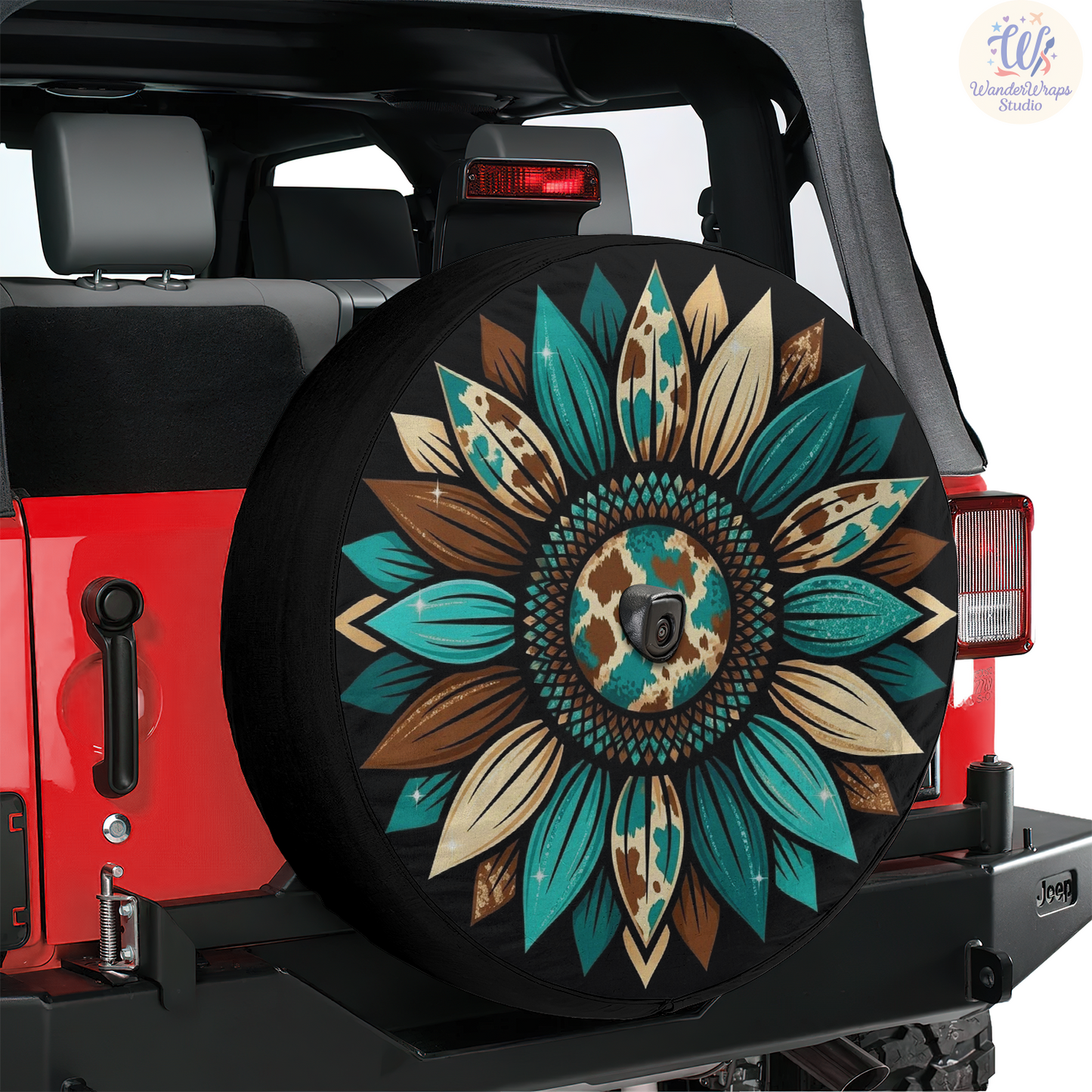Sunflower Petals Spare Tire Cover – Waterproof UV Resistant Protector with Camera Hole