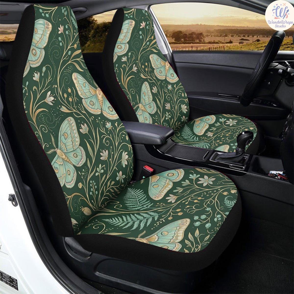 Emerald Moth Garden Car Seat Covers – High Quality Graphic and Polar Fleece Protector Set