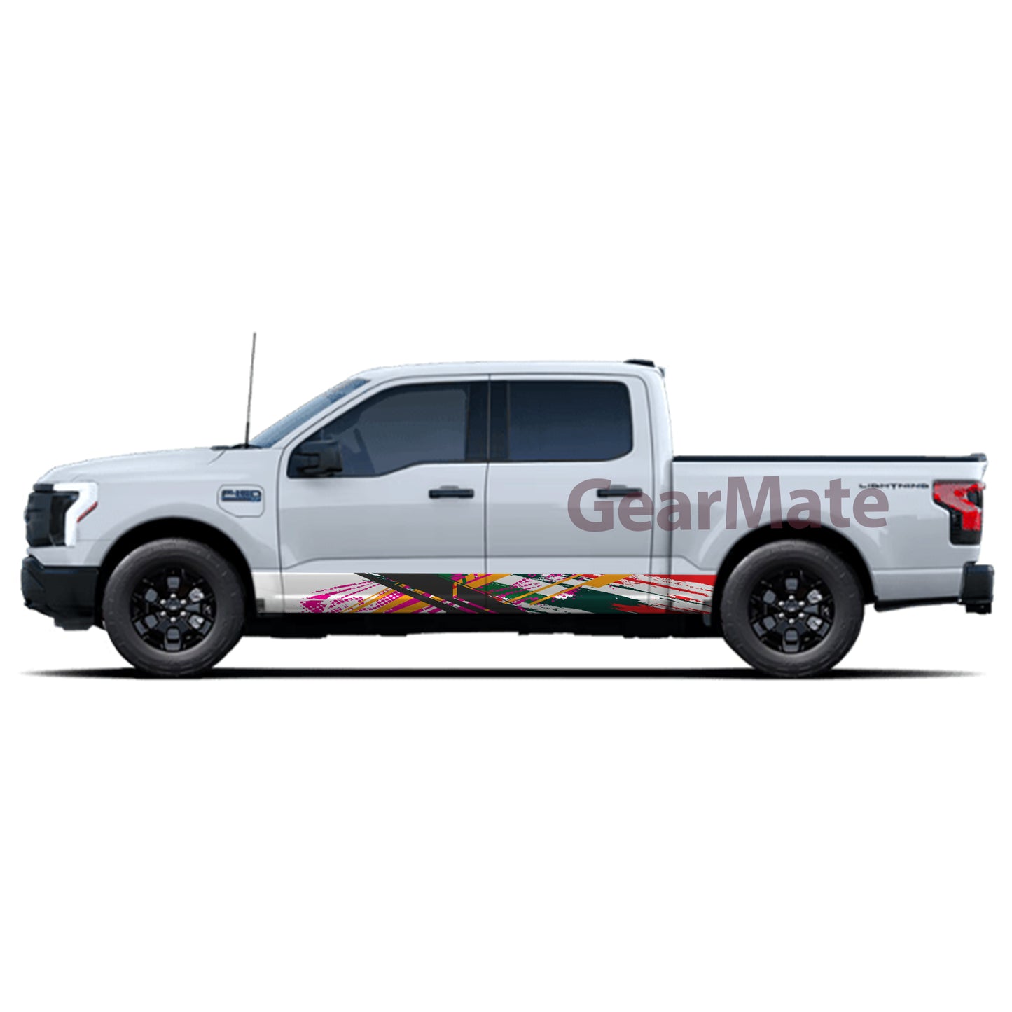Sport White Black Rocker Panel Graphic Decal Kit (Left & Right Sides) - High Quality Vinyl for Trucks & SUVs