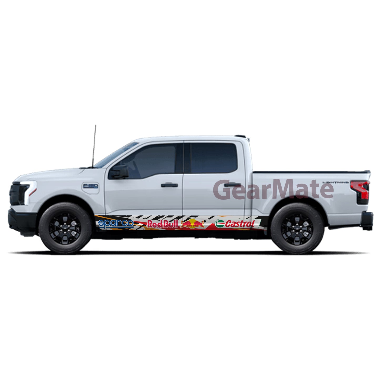 Racing Orange Redbull Rocker Panel Graphic Decal Kit (Left & Right Sides) - High Quality Vinyl for Trucks & SUVs