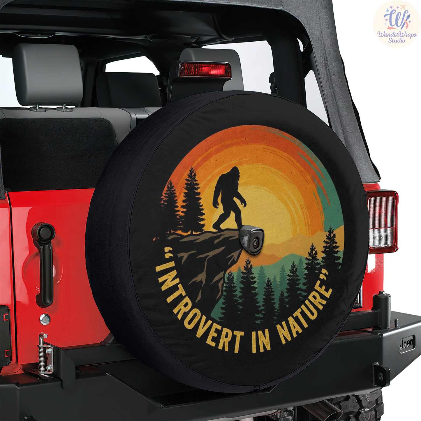 Introvert In Nature Spare Tire Cover – Waterproof UV Resistant Protector with Camera Hole