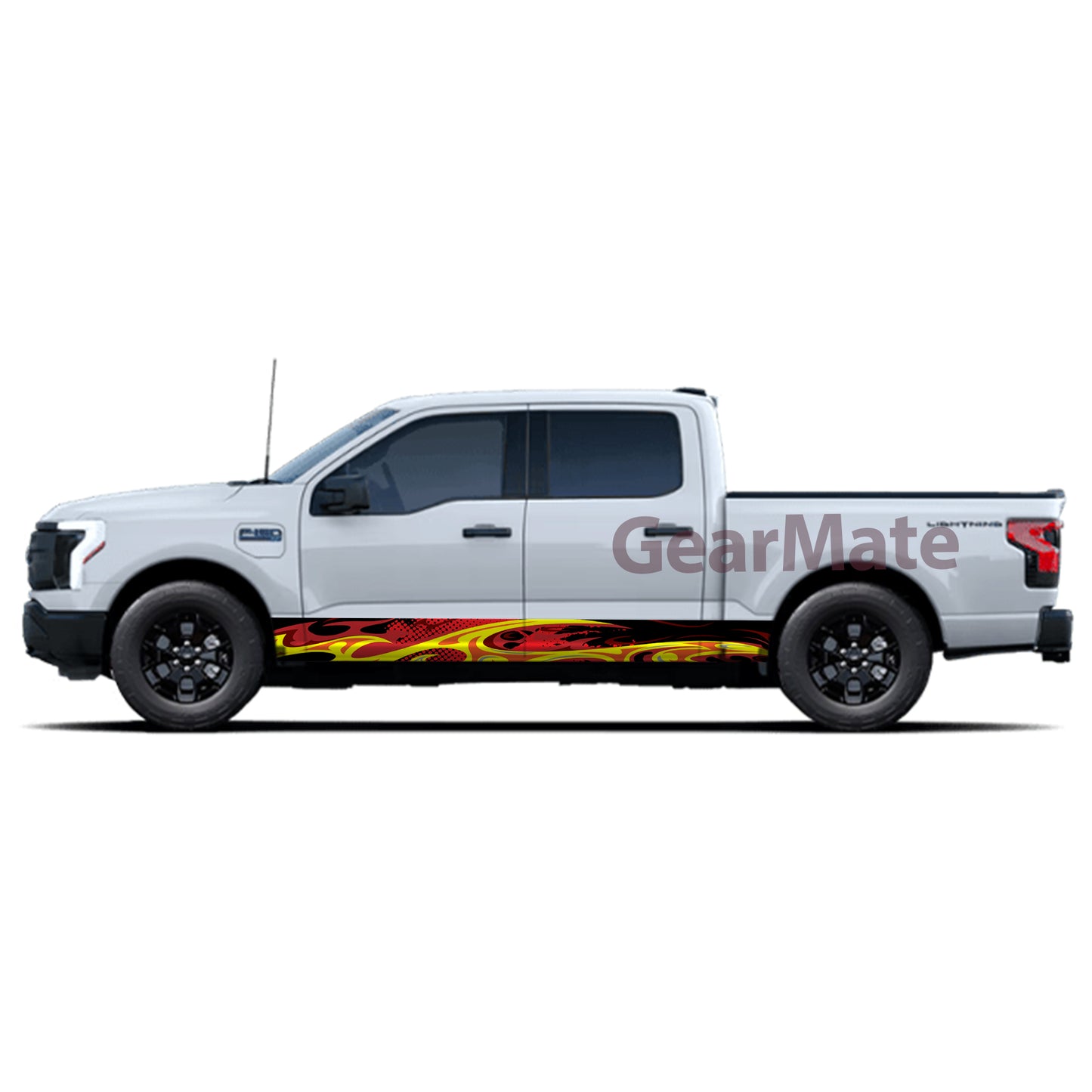 Racing Fire Red Panel Graphic Decal Kit (Left & Right Sides) - High Quality Vinyl for Trucks & SUVs