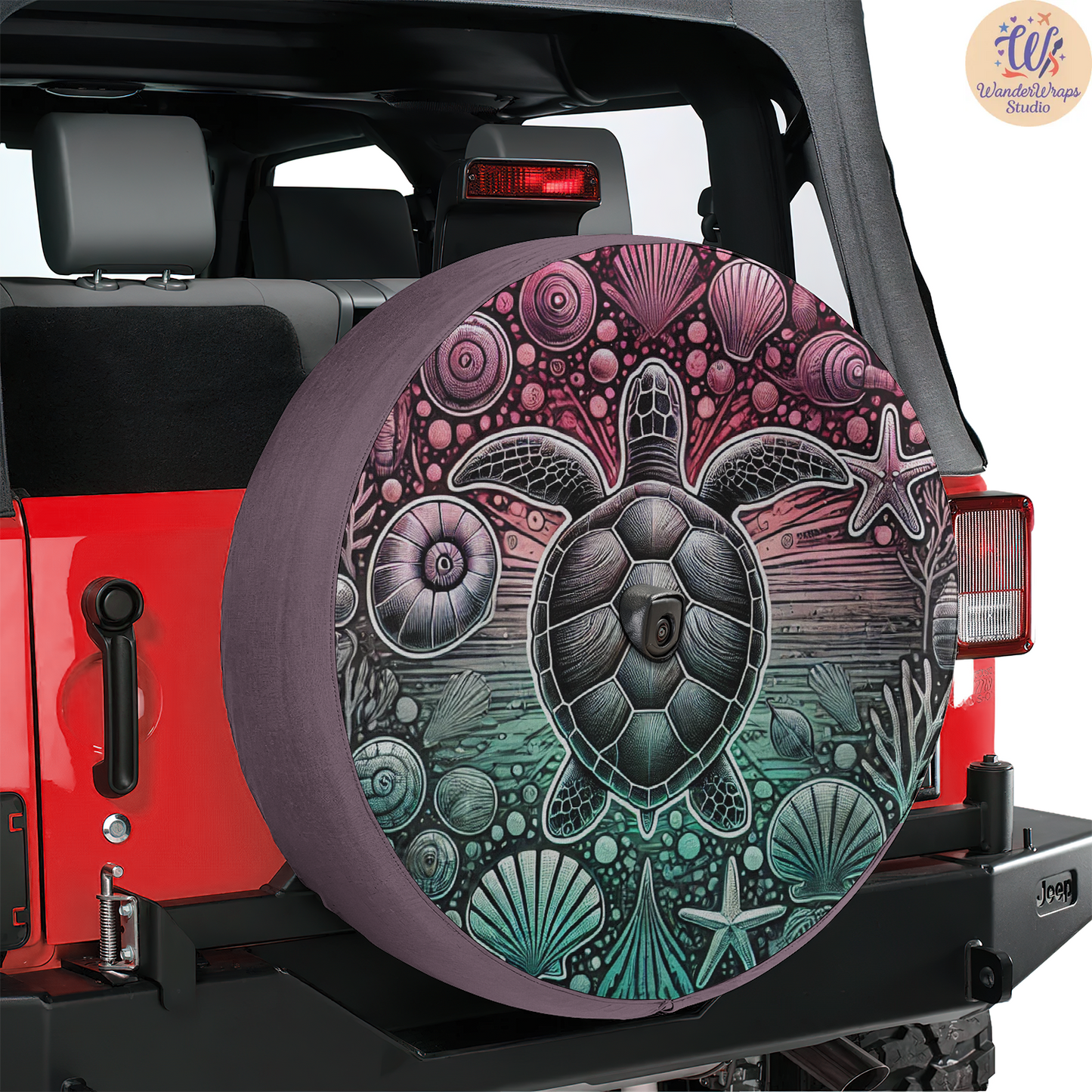 Sea Turtle Spare Tire Cover – Waterproof UV Resistant Protector with Camera Hole