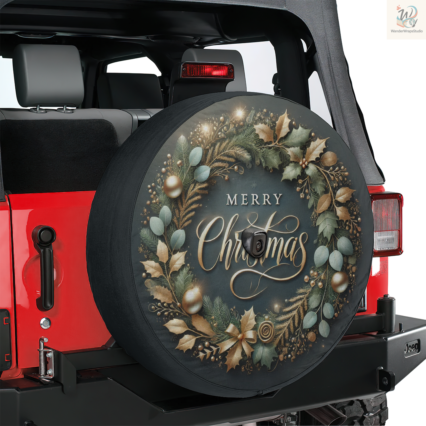 Merry Christmas Spare Tire Cover – Waterproof UV Resistant Protector with Camera Hole