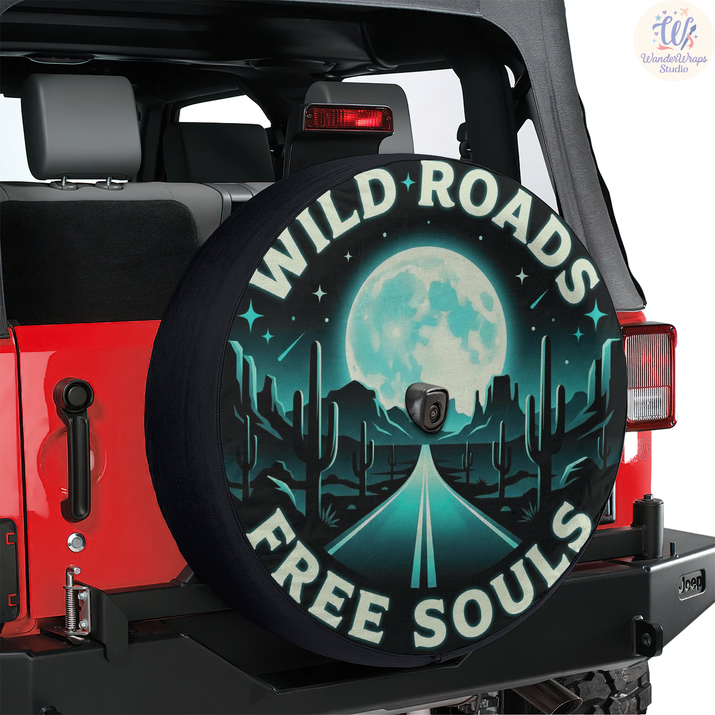 Wild Roads Free Souls Spare Tire Cover – Waterproof UV Resistant Protector with Camera Hole