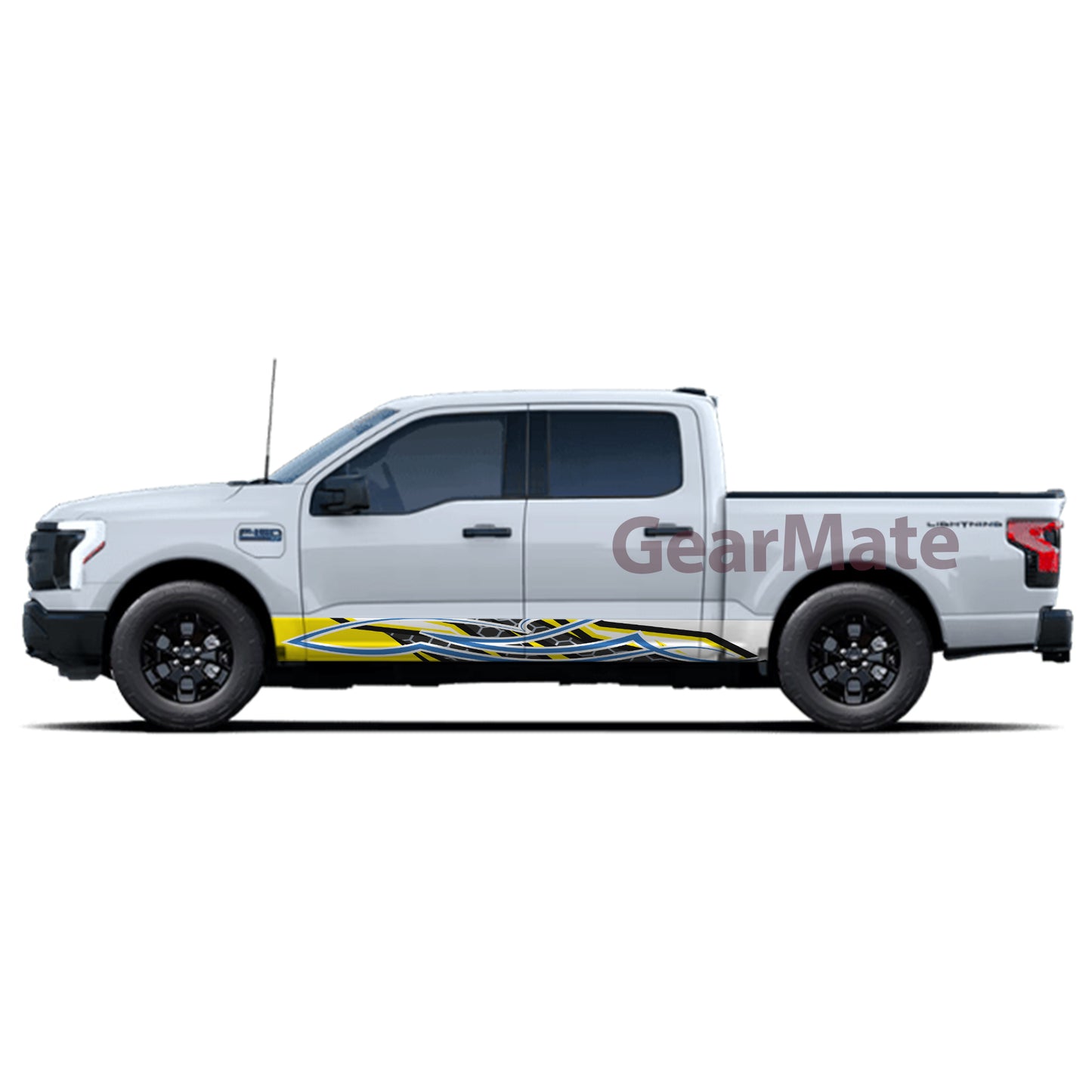 Racing Pinstripe Yellow Blue Rocker Panel Graphic Decal Kit (Left & Right Sides) - High Quality Vinyl for Trucks & SUVs