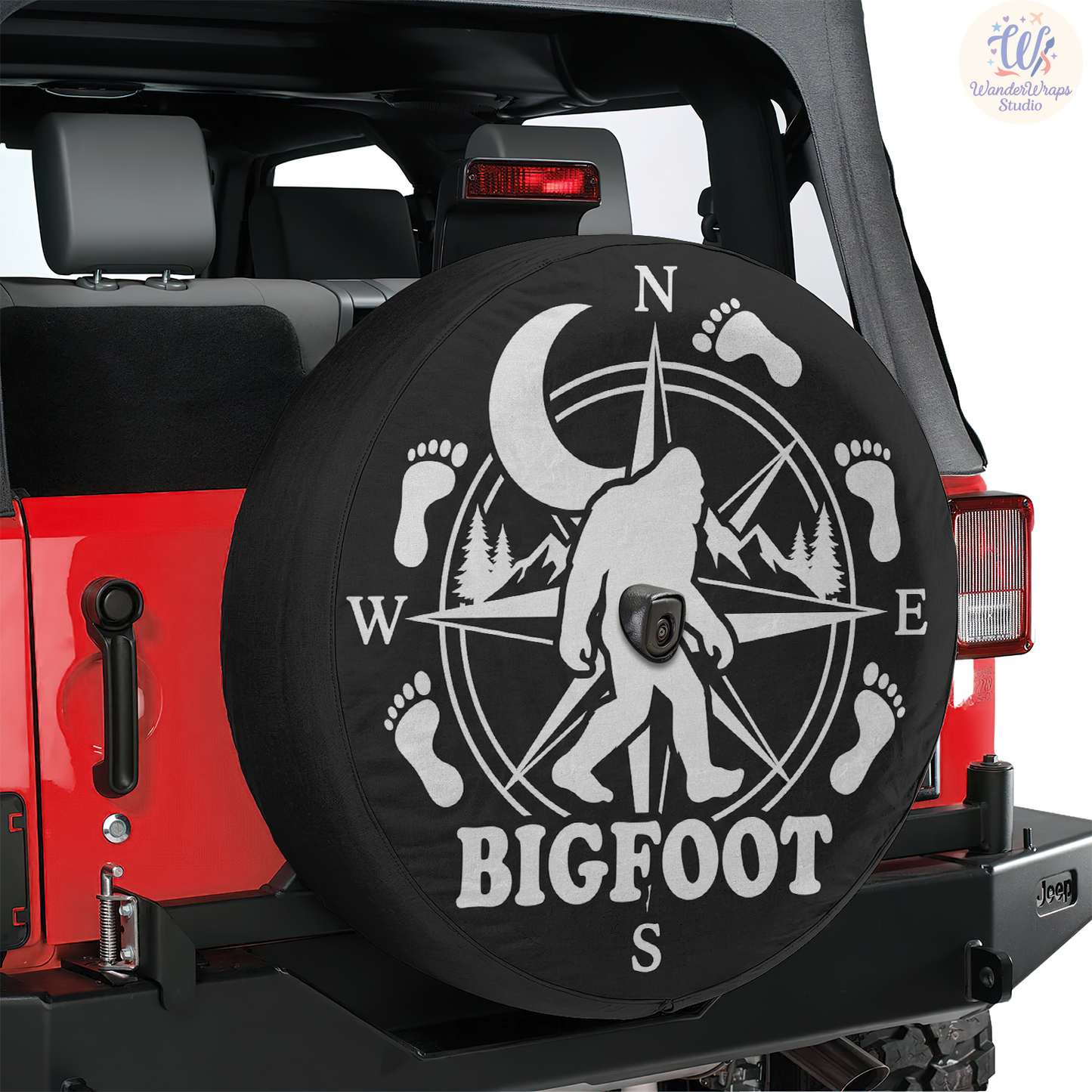 Big Foot Compass Spare Tire Cover – Waterproof UV Resistant Protector with Camera Hole